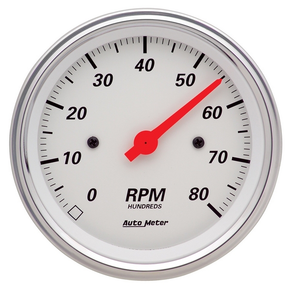 3-3/8" IN-DASH TACHOMETER, 0-8,000 RPM, ARCTIC WHITE